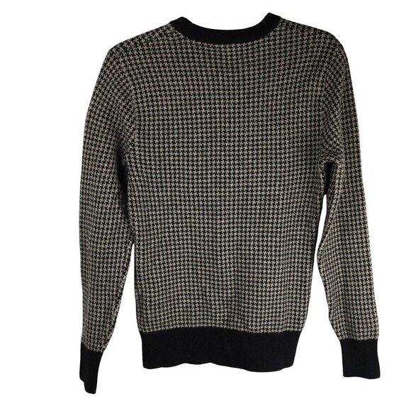J.Crew Womens Houndstooth Pattern Wool Blend Sweater XS Black/Tan - Picture 4 of 5